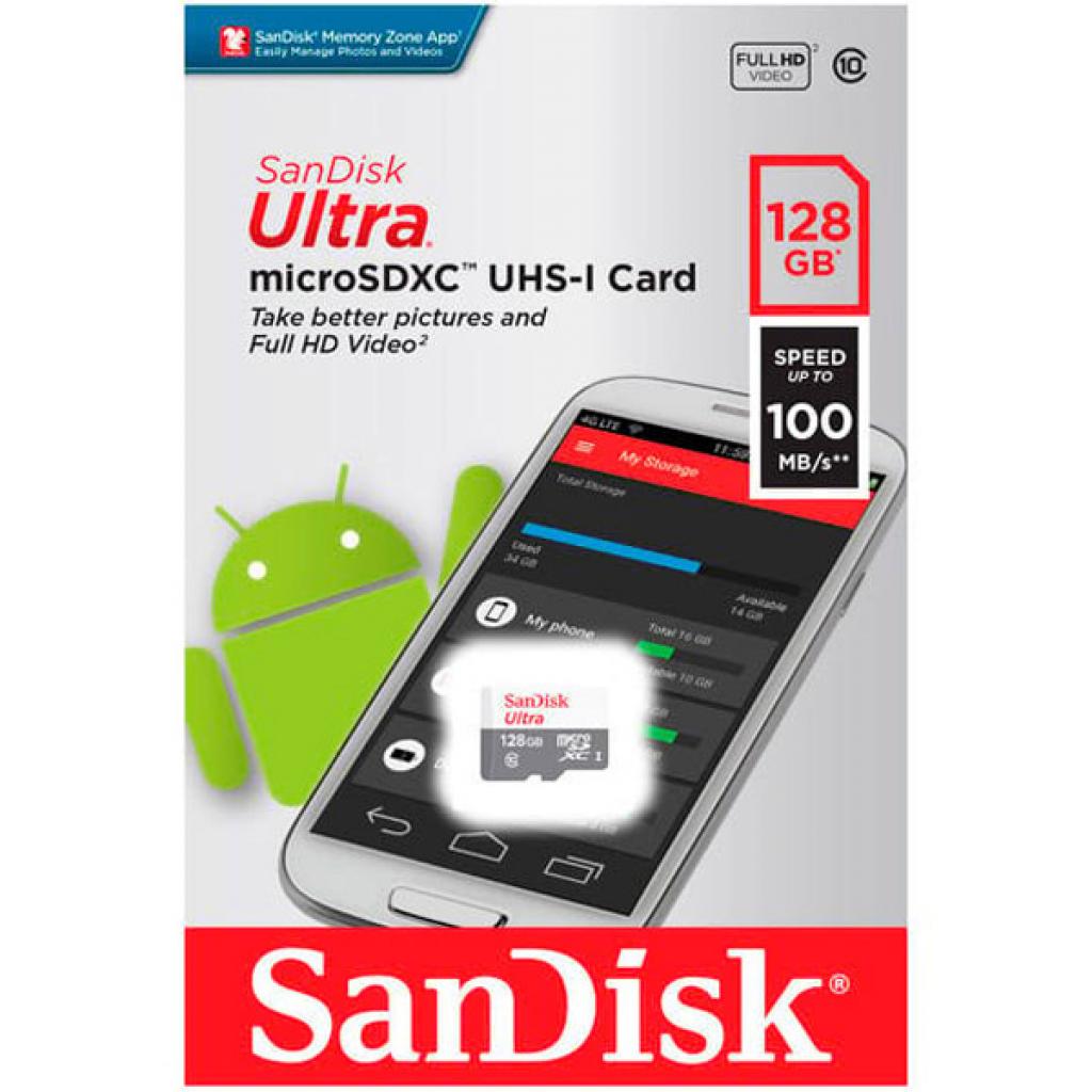 SanDisk Ultra 128GB Class-10 100mbps Micro SDXC UHS-I Memory Card